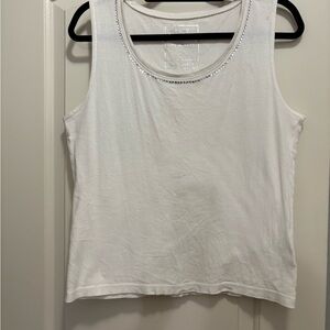 Liz Claiborne White Tank Top with Silver Accents
